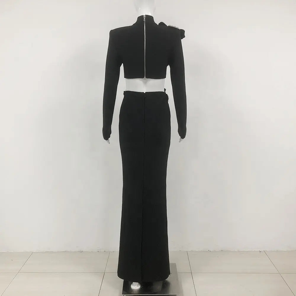 Custom designer clothing famous brand women Conjuntos feminine 2 piece suit winter party wear women's clothing