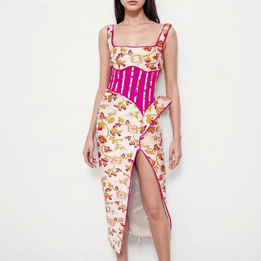 2025 Fancy Womenswear Ladies Fashion Embroidered Flower Dress Floral Embroidery Party Maxi Dress