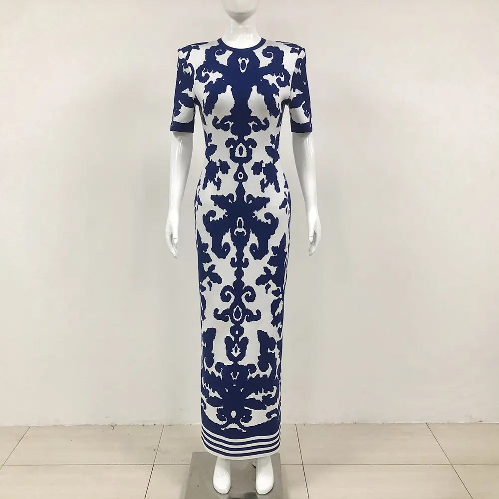 2025 Wholesale Elegant Women Summer Vintage Jacquard Bandage Maxi Dress Custom Women Casual Dress Manufacturer