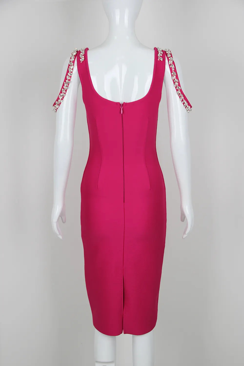 Fashion Robe Bandage Women's Formal Elegant Solid Color Rhinestone Bodycon Dress