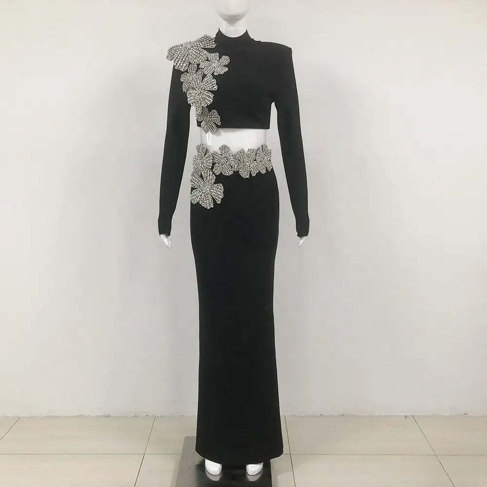 Custom designer clothing famous brand women Conjuntos feminine 2 piece suit winter party wear women's clothing