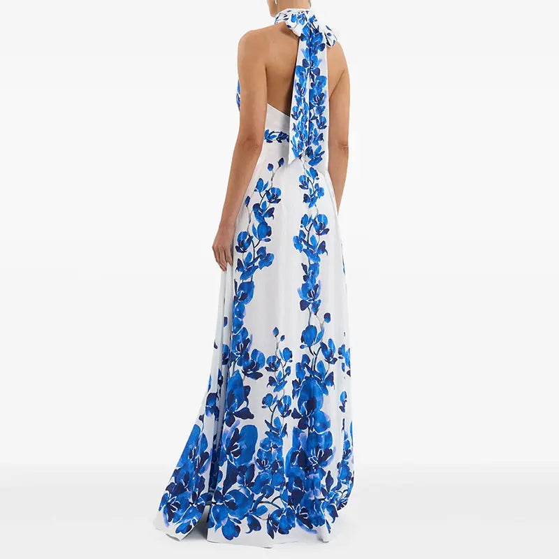 Wholesale women's summer dresses 2025 women's print elegant casual festival party backless maxi dress