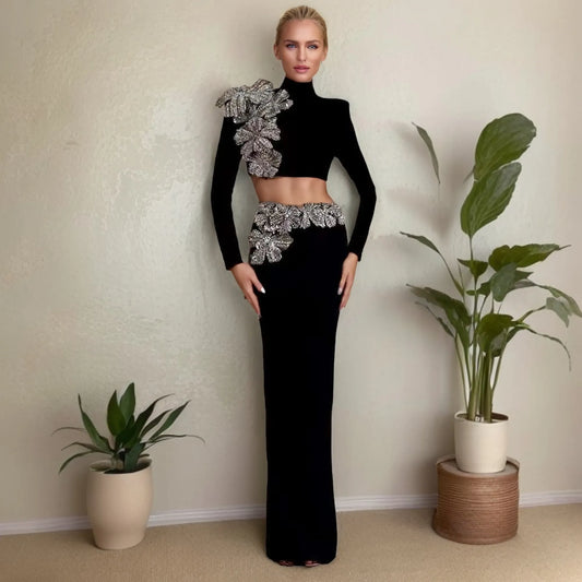Custom designer clothing famous brand women Conjuntos feminine 2 piece suit winter party wear women's clothing