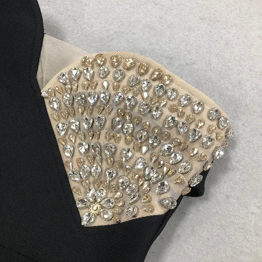 Custom bandage dress womenswear manufacturer high silt rhinestones elegant ladies party wear luxury long evening gown dresses
