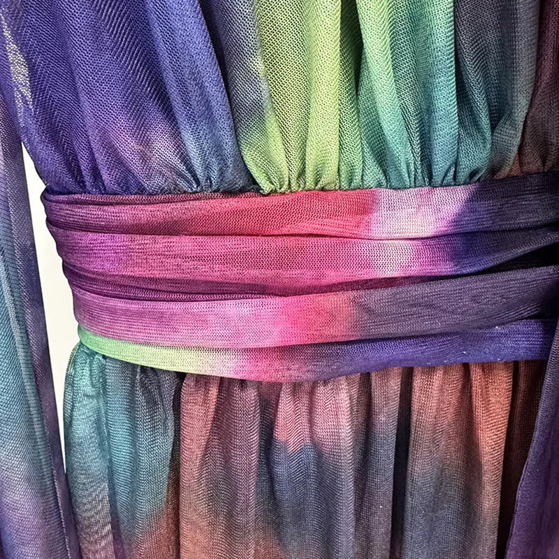 2025 luxury women's brand dress manufacturers abstract print long flowing summer vacation dress for women