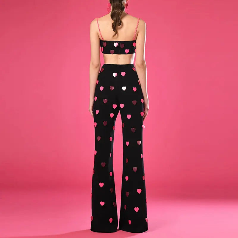 Spring 2025 new arrivals women's clothing Vetements women's fashion women's clothing heart-shaped sequined camisole trousers two-piece suit