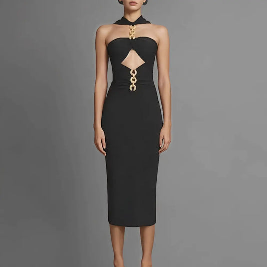 Custom women dress manufacturing low MOQ new gown bandage 2025 luxury tailoring dress elegant gown black evening dress