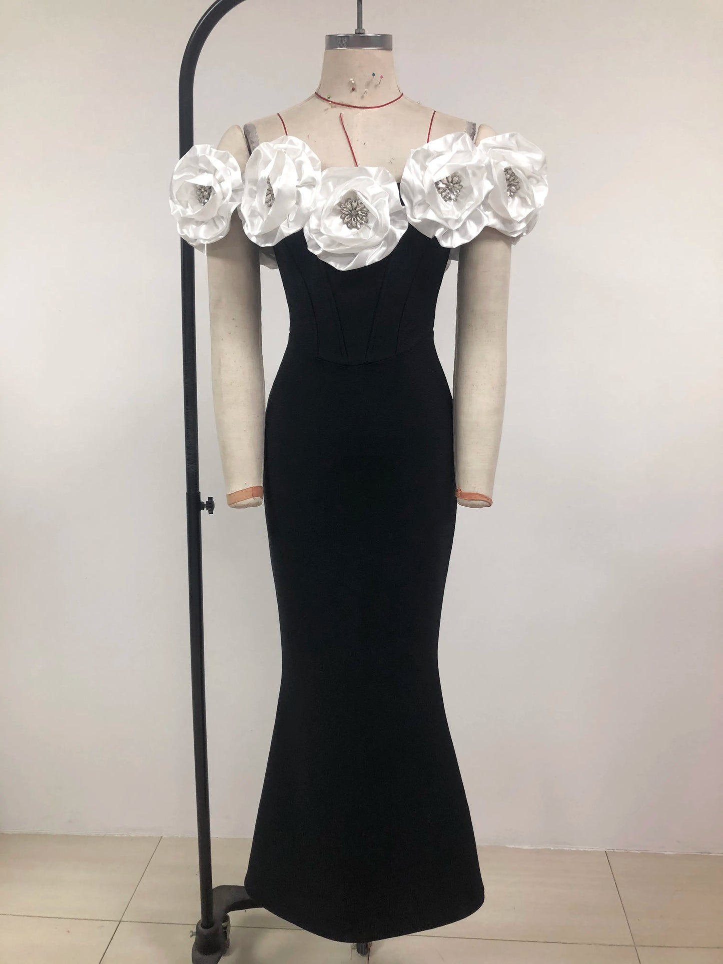 Custom 3D Flower Women Nightgown De Soiree Chic Women Elegant Women Dress Women Evening