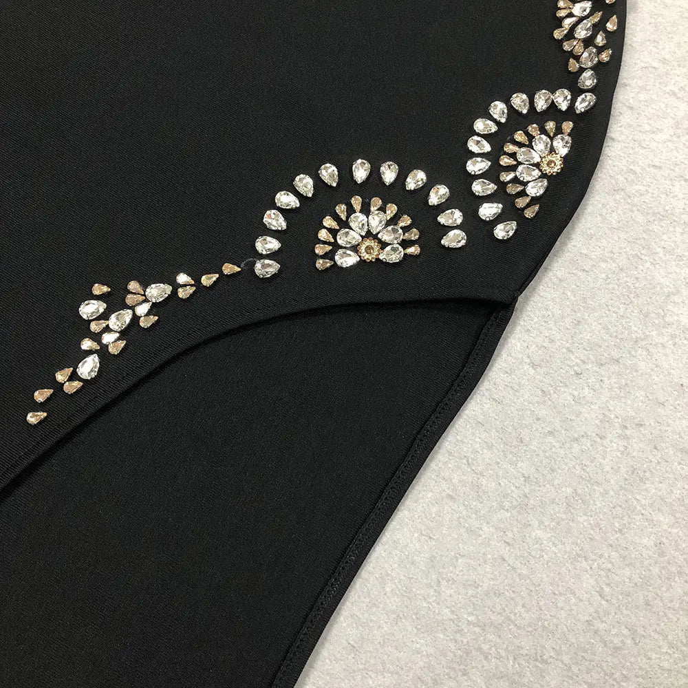 Custom bandage dress womenswear manufacturer high silt rhinestones elegant ladies party wear luxury long evening gown dresses