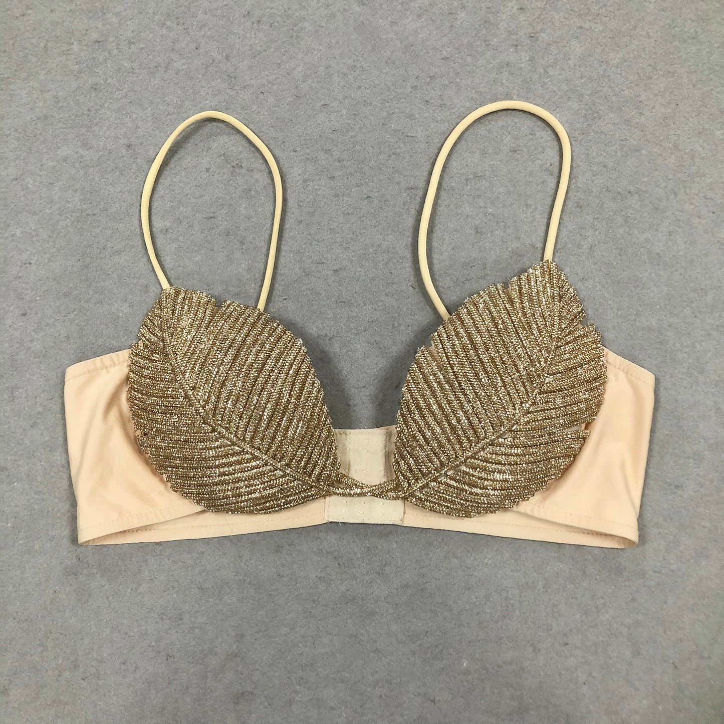 Sparkling Leaf Design Diamond Strappy Bralette for Women