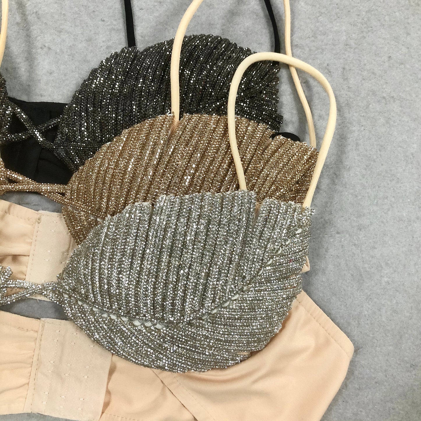 Sparkling Leaf Design Diamond Strappy Bralette for Women