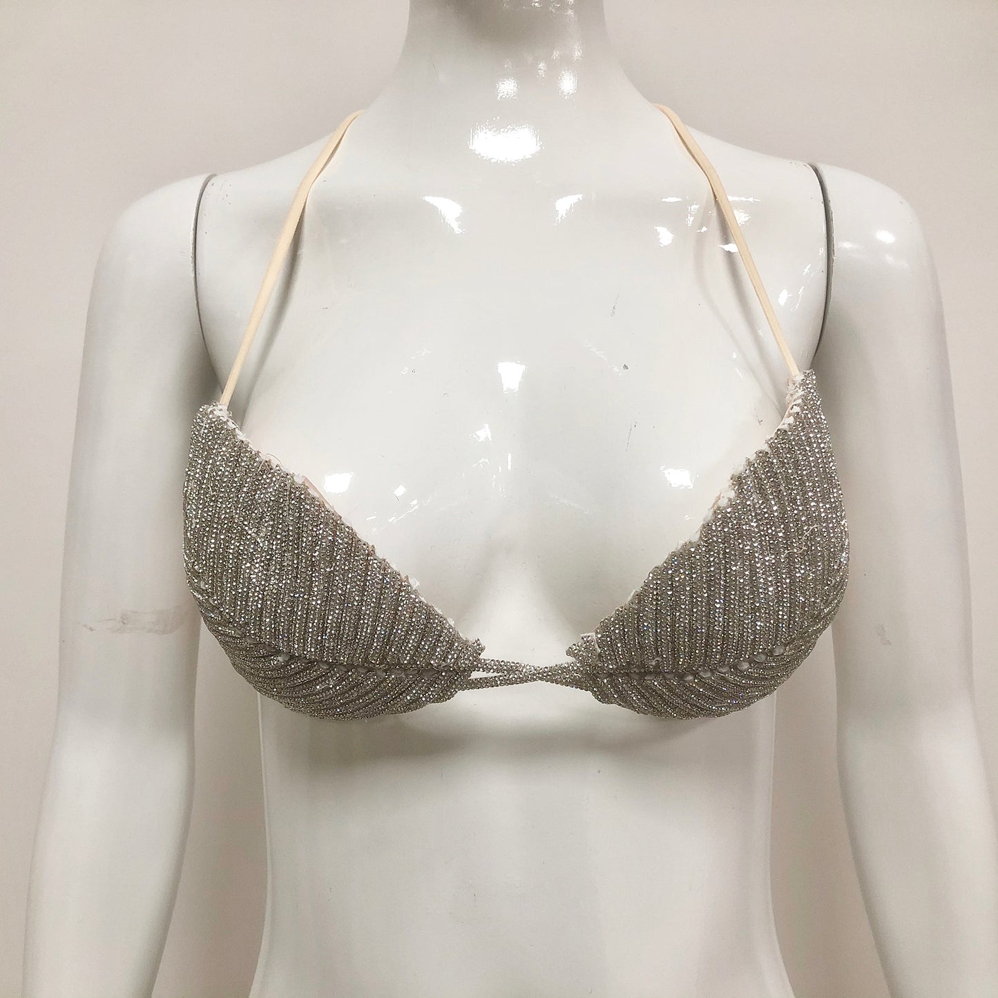 Sparkling Leaf Design Diamond Strappy Bralette for Women