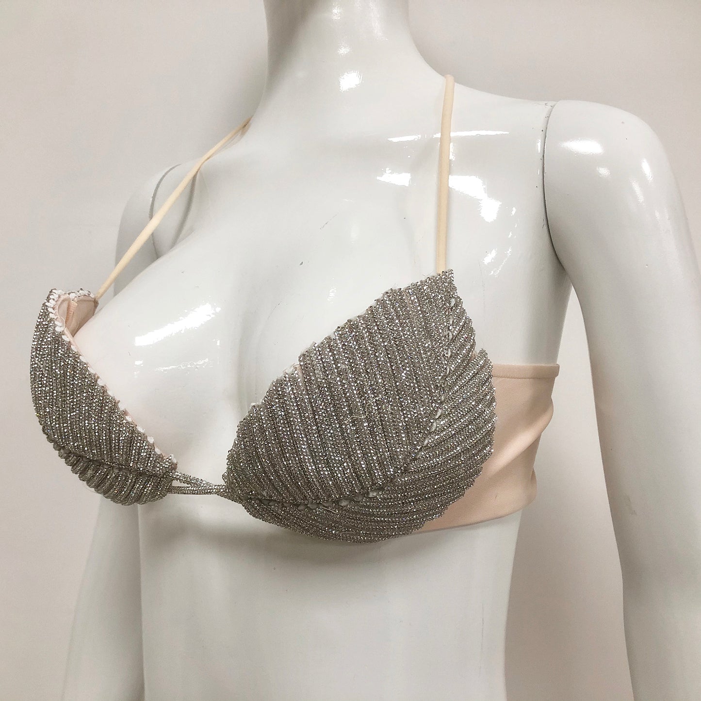 Sparkling Leaf Design Diamond Strappy Bralette for Women