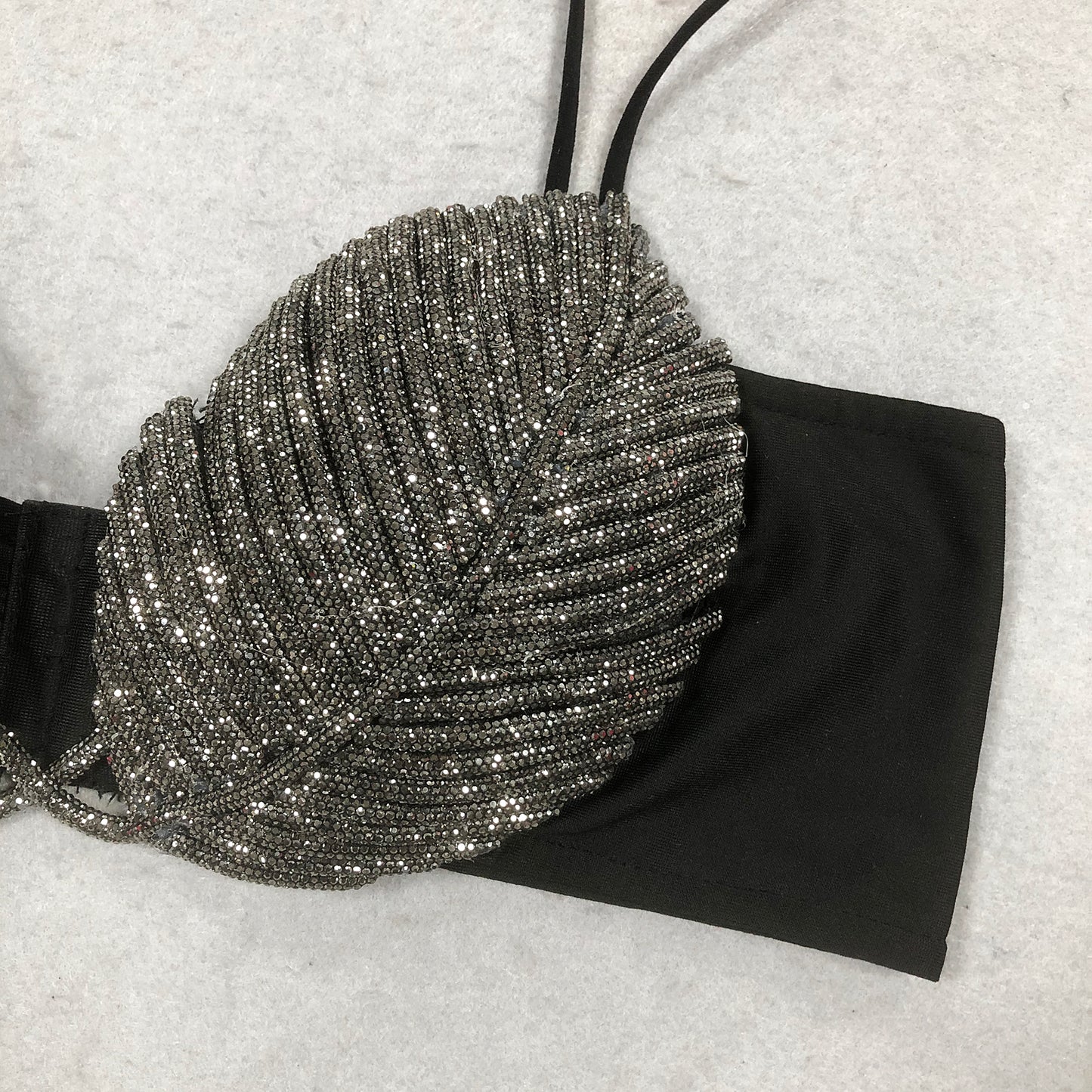 Sparkling Leaf Design Diamond Strappy Bralette for Women