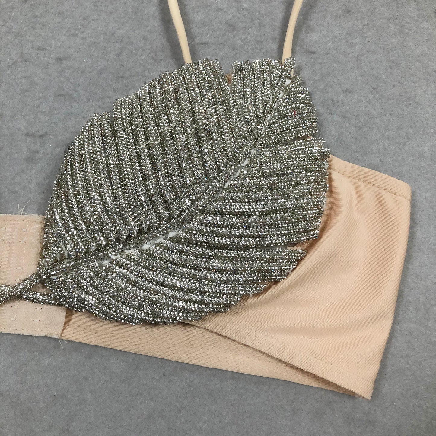 Sparkling Leaf Design Diamond Strappy Bralette for Women