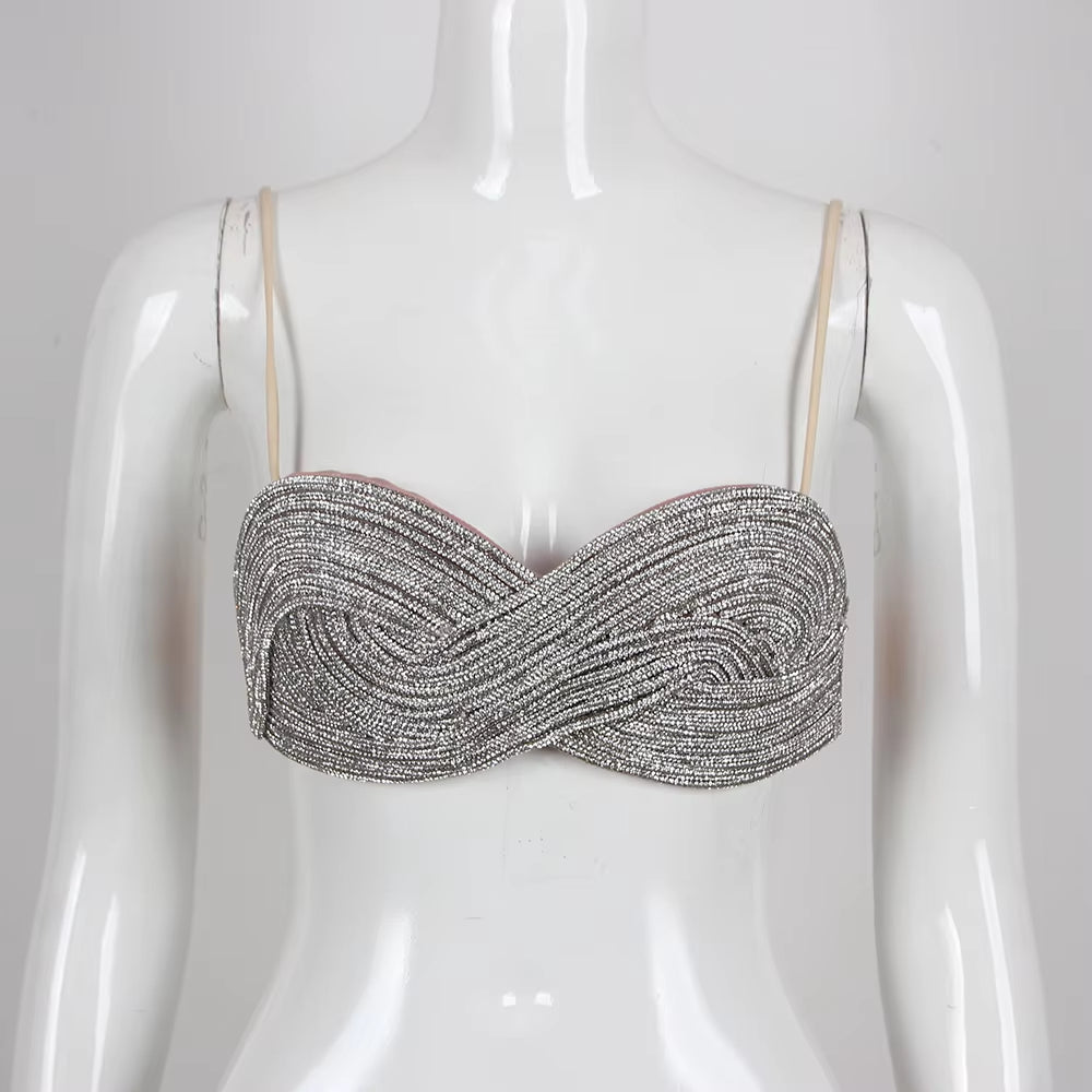 Luxury Brand Elegant Womens Clothing Custom Chic Bra with Diamonds