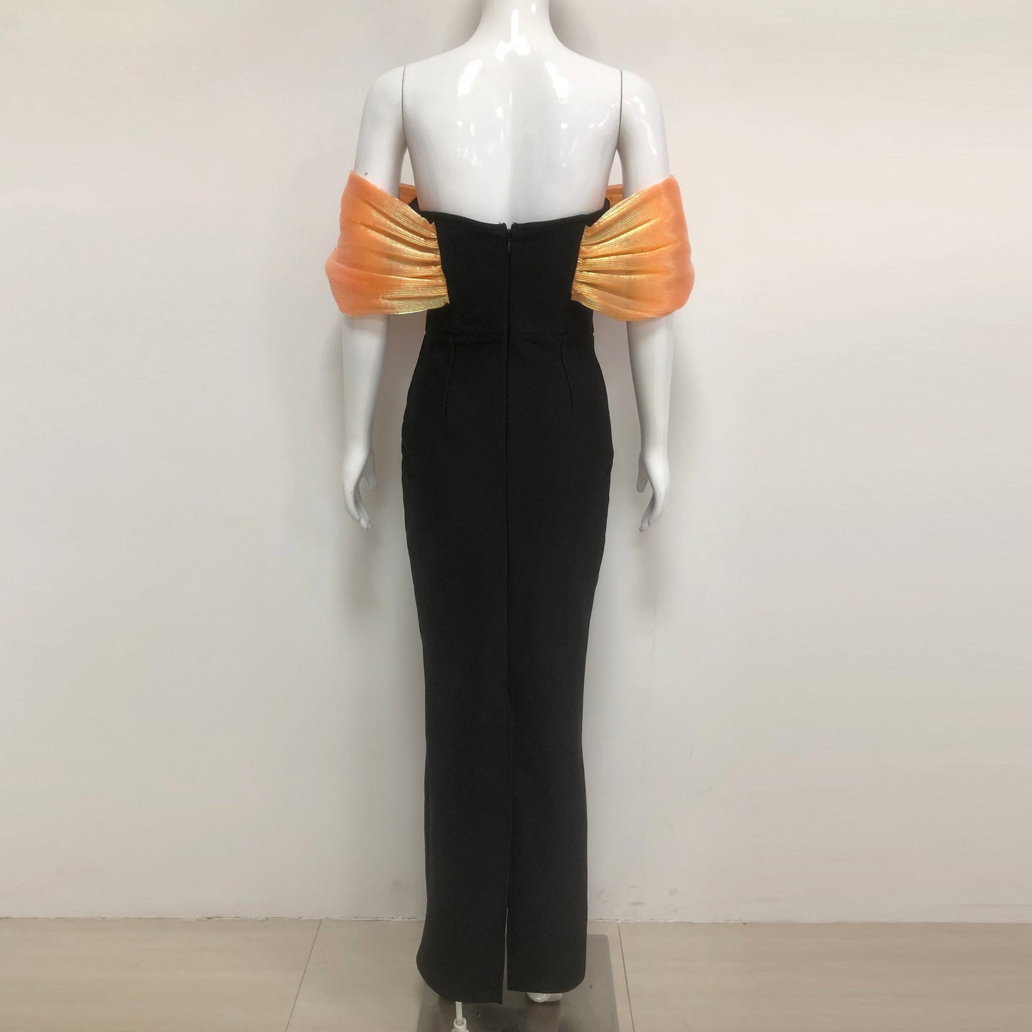 Black Off Shoulder Beaded Bodycon Maxi Evening Dresses