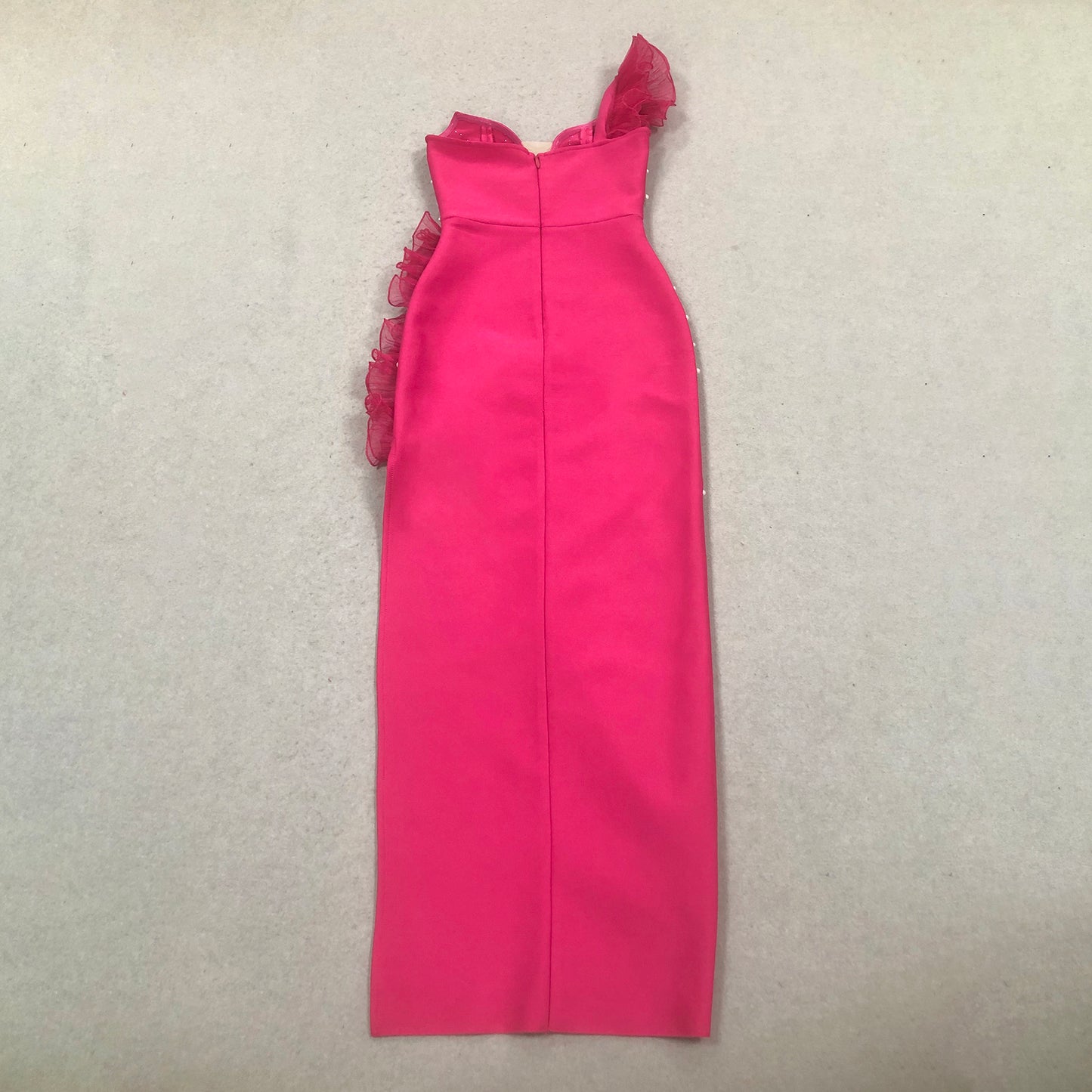 Hot Pink Strapless Bodycon Evening Dresses