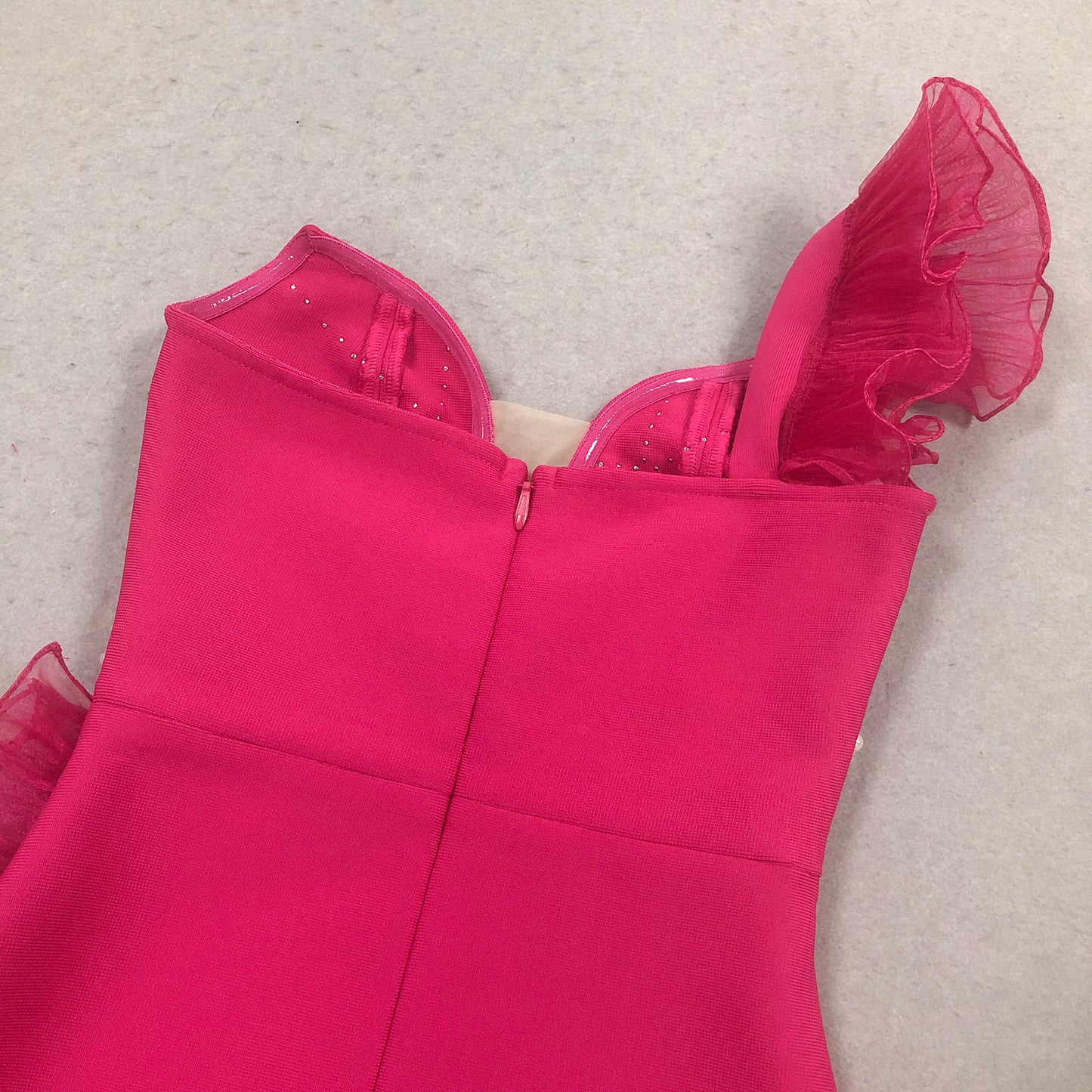 Hot Pink Strapless Bodycon Evening Dresses