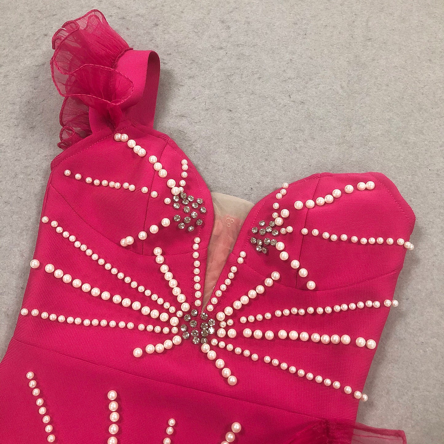 Hot Pink Strapless Bodycon Evening Dresses