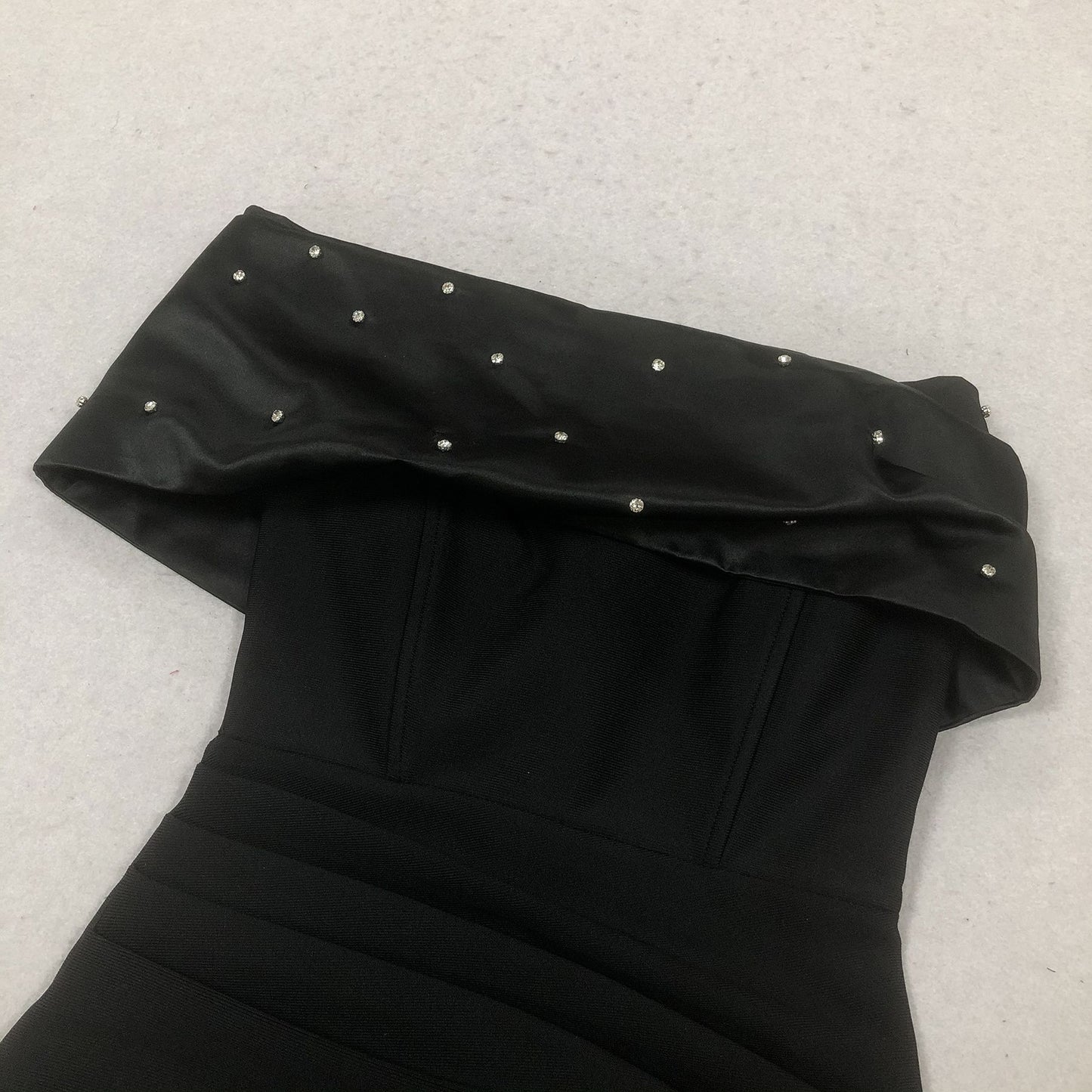 Off Shoulder Pearl Draped Long Evening Dress