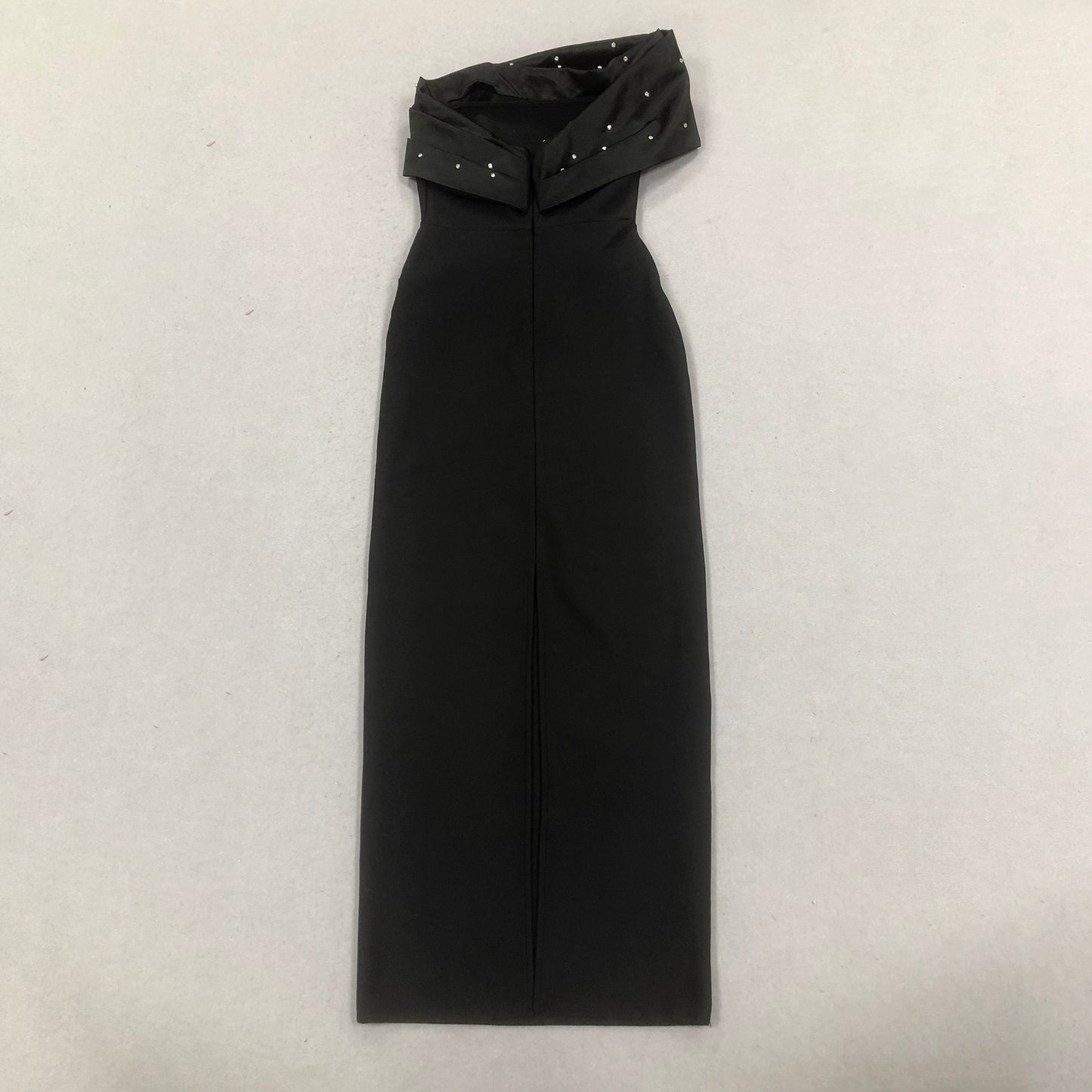 Off Shoulder Pearl Draped Long Evening Dress