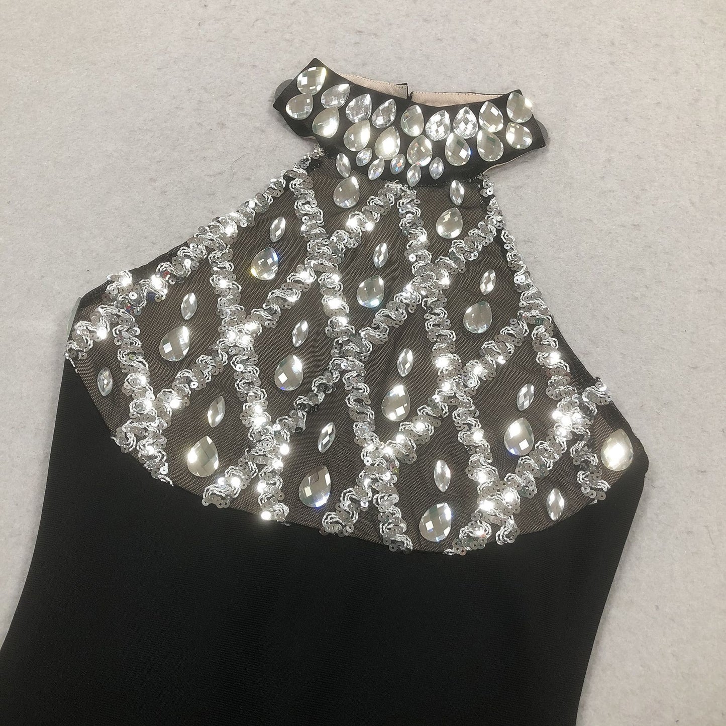 Black Halter Rhinestones Bandage Mermaid Dress