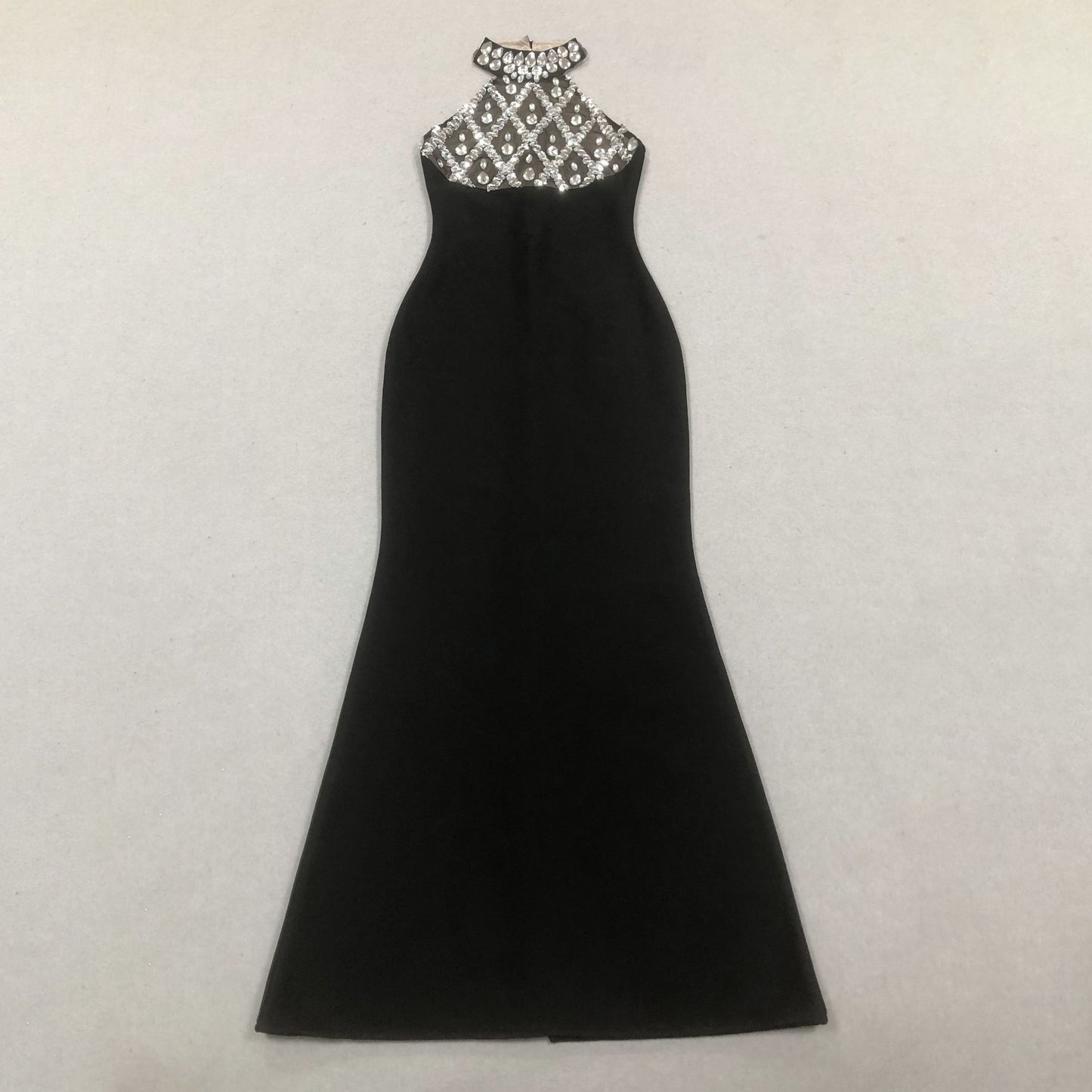 Black Halter Rhinestones Bandage Mermaid Dress