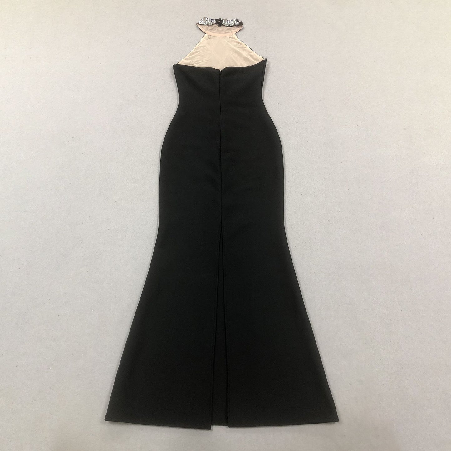 Black Halter Rhinestones Bandage Mermaid Dress