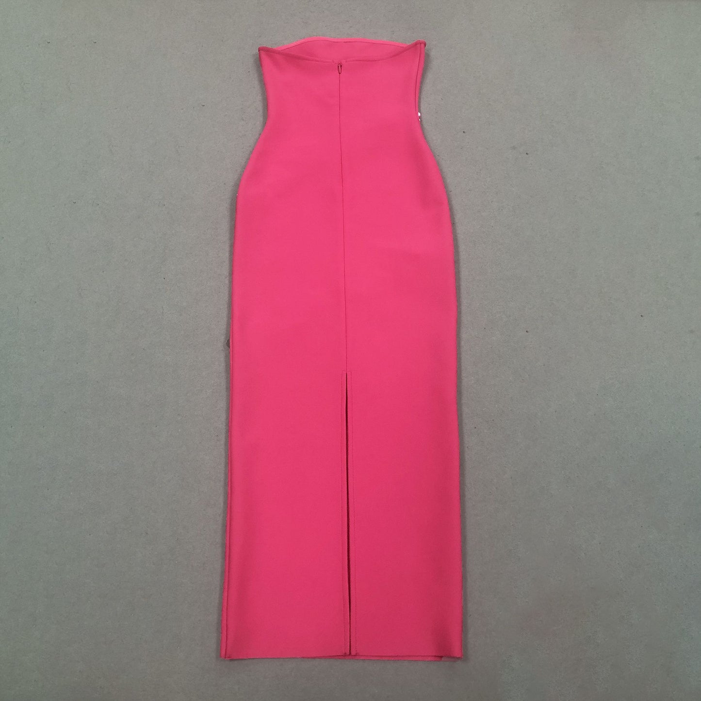 Hot Pink Strapless Bodycon Maxi Dress With Rhinestone Sequin Floral