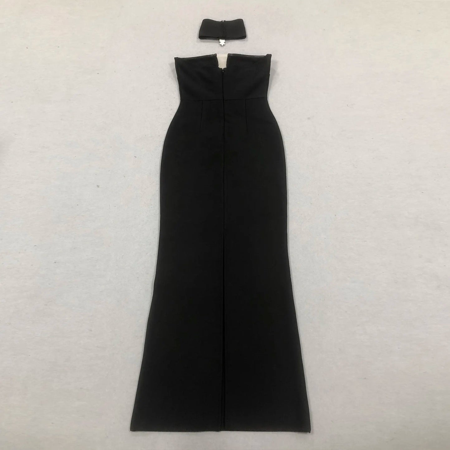 Custom bandage dress manufacturer luxury rhinestone elegant gown women long bodycon black evening dress