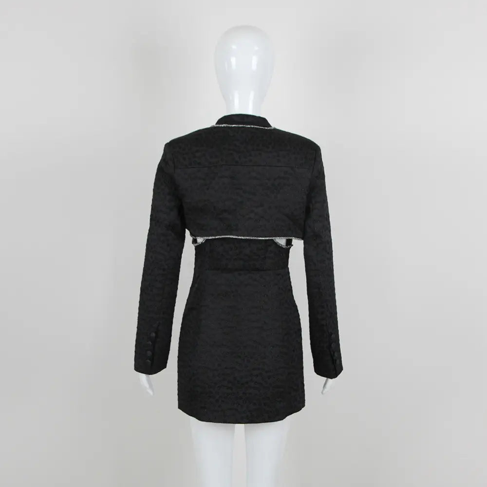 Nouveautés 2025 Designer Clothing Vetements Femme Chic Women 2 Piece Set Long Sleeve Suit Mini Dress