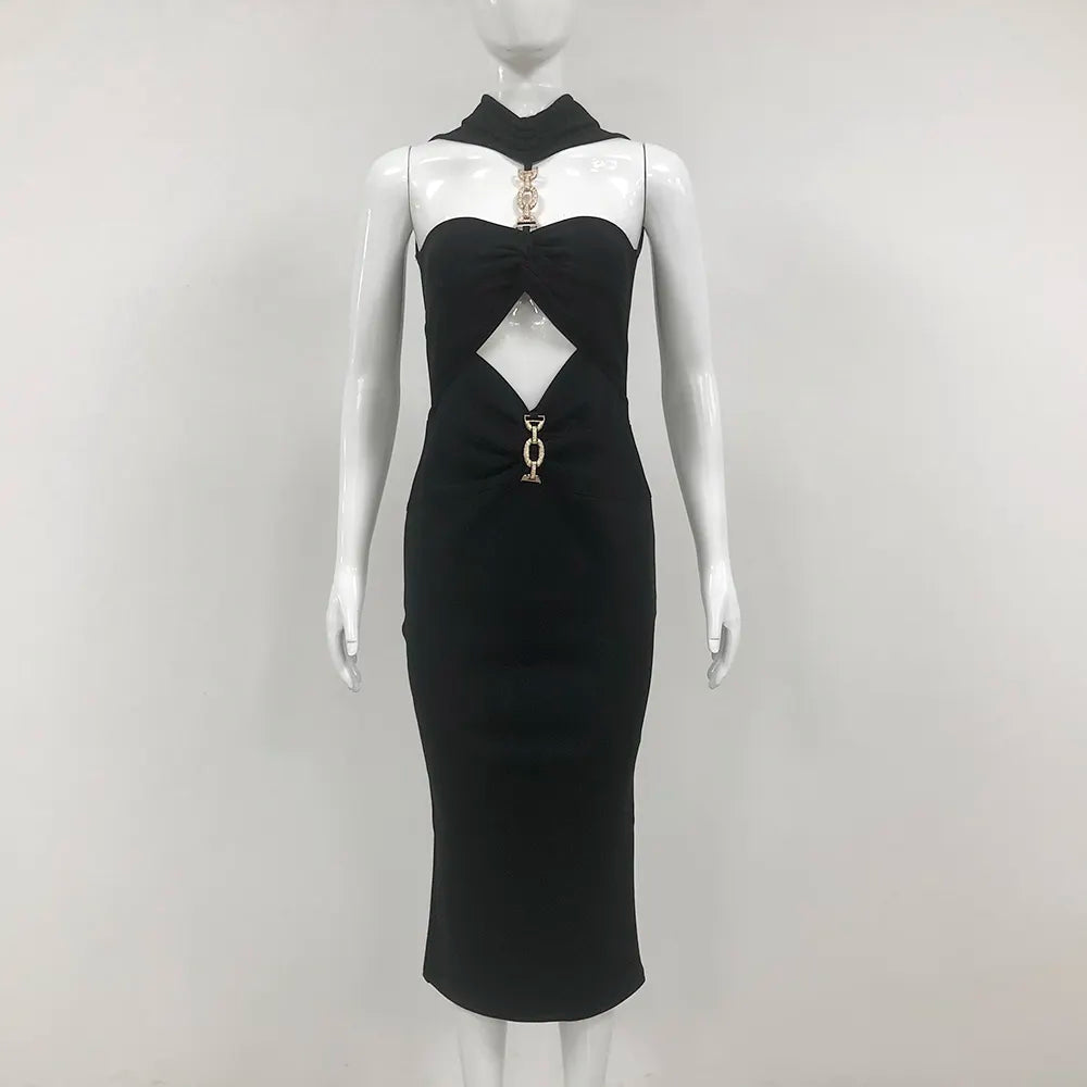 Custom women dress manufacturing low MOQ new gown bandage 2025 luxury tailoring dress elegant gown black evening dress