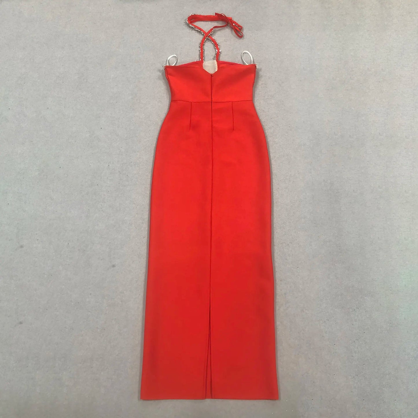 Wholesale elegant women dress 2025 luxury quality party evening dress novelty halter neck red bandage women dress