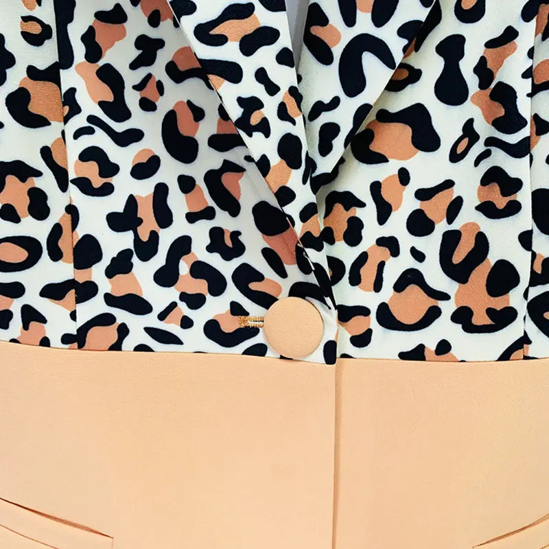 Trendy 2025 luxury brand women's clothing leopard print 2 piece suit block suit flared pants women's suit