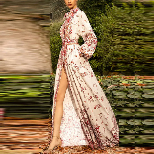 2025 Spring Summer Holiday Clothes Floor Length Elegant Dress Printed Casual Clothing Long Maxi Women's Party
