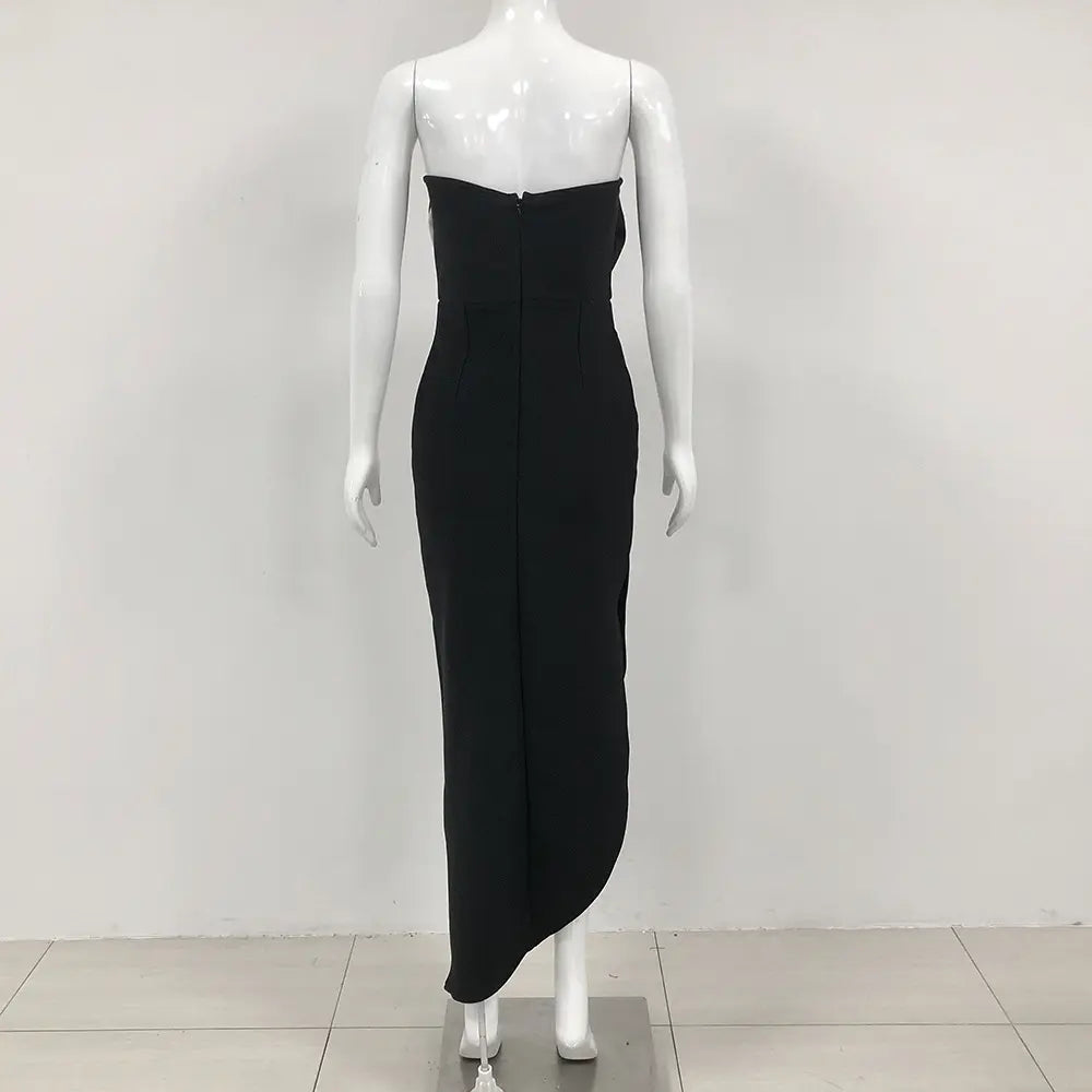 Custom Elegant Womenswear Ladies Black Long Bodycon Floral Bandage Evening Dress 3d Flower Party Club Dress