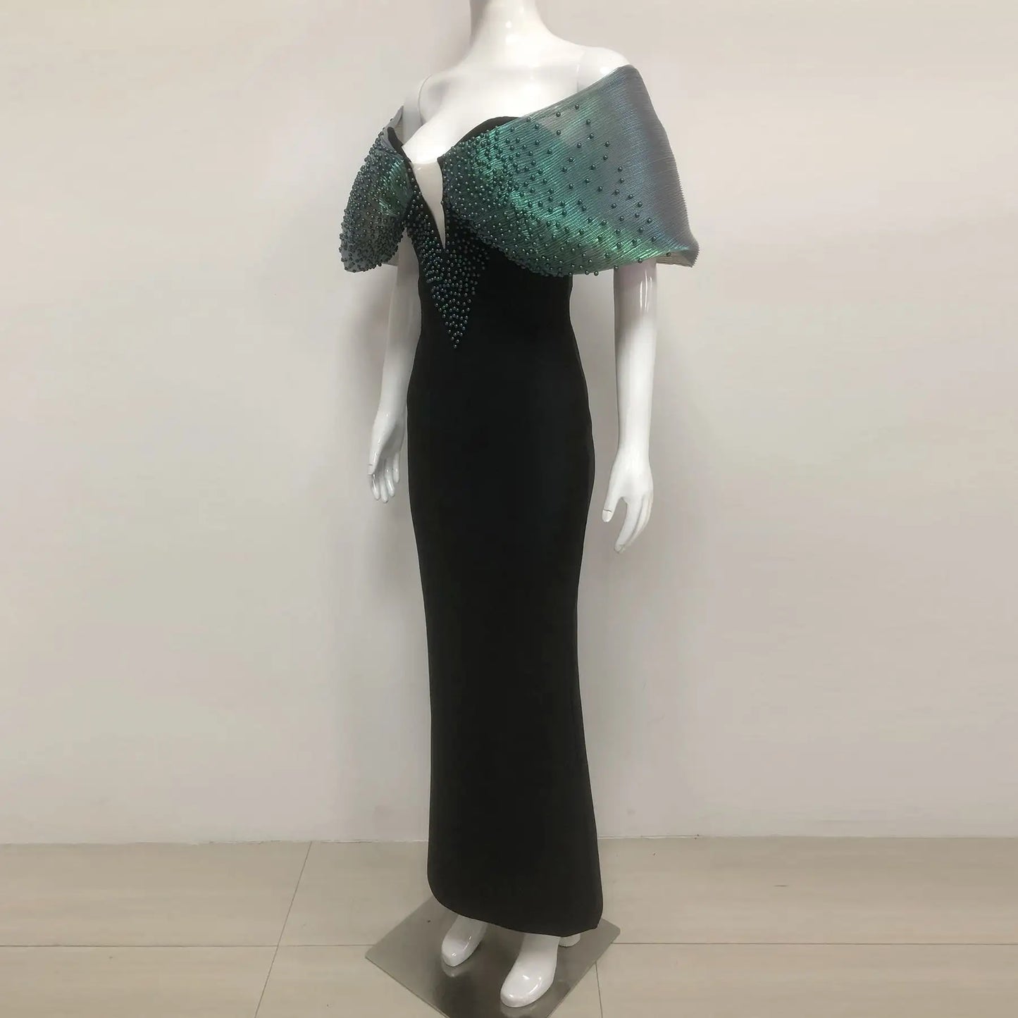 2025 Custom Luxury Beaded Evening Dress Gown Women Elegant Heavy Beaded Formal Long Women's Dress Deep V Mermaid Bandage Dress