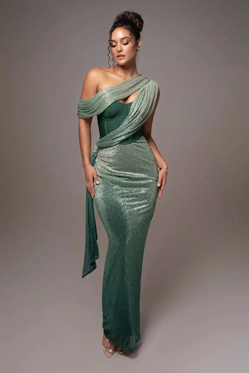 Vintage One Shoulder Slim Dress Women Elegant Cross Tulle Gown Evening Dress