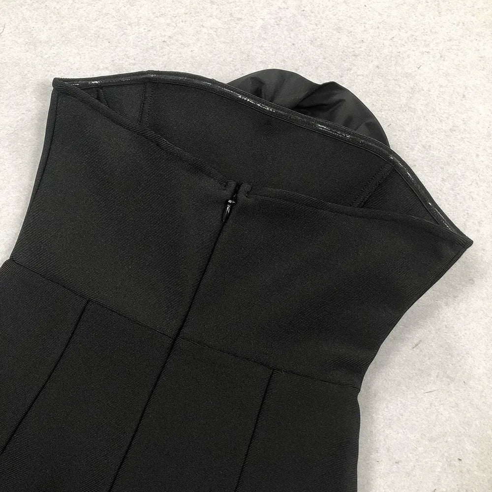 Custom Elegant Womenswear Ladies Black Long Bodycon Floral Bandage Evening Dress 3d Flower Party Club Dress