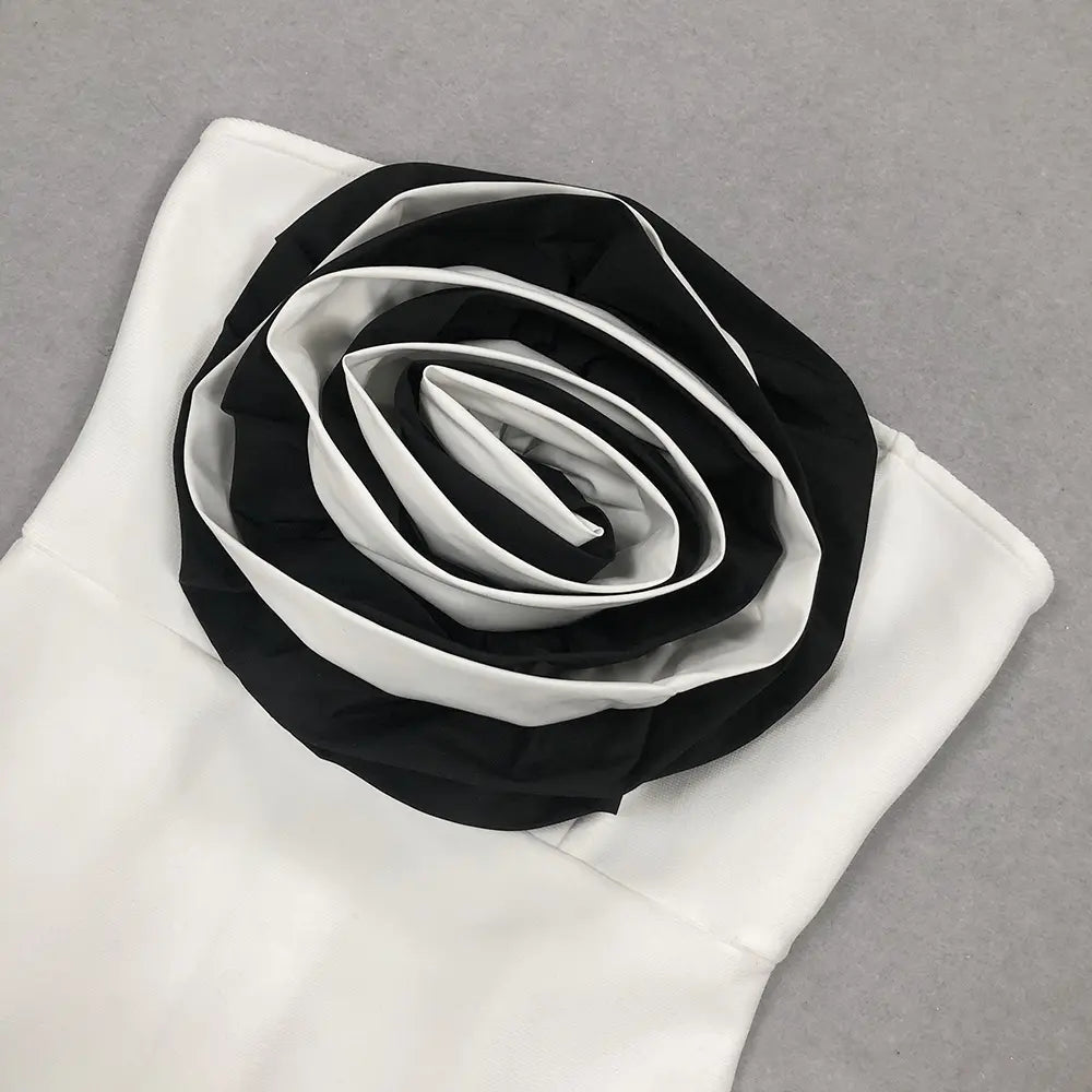 Wholesale Elegant Women Vetement Women Long Bodycon White Bandage Dress Luxury Large Flower Women Evening Dress