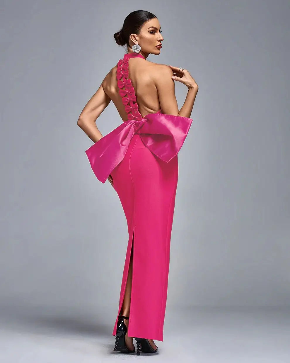 Custom Red Black Backless Bow Causal Club Dress Women Elegant Sleeveless Party Evening Dress