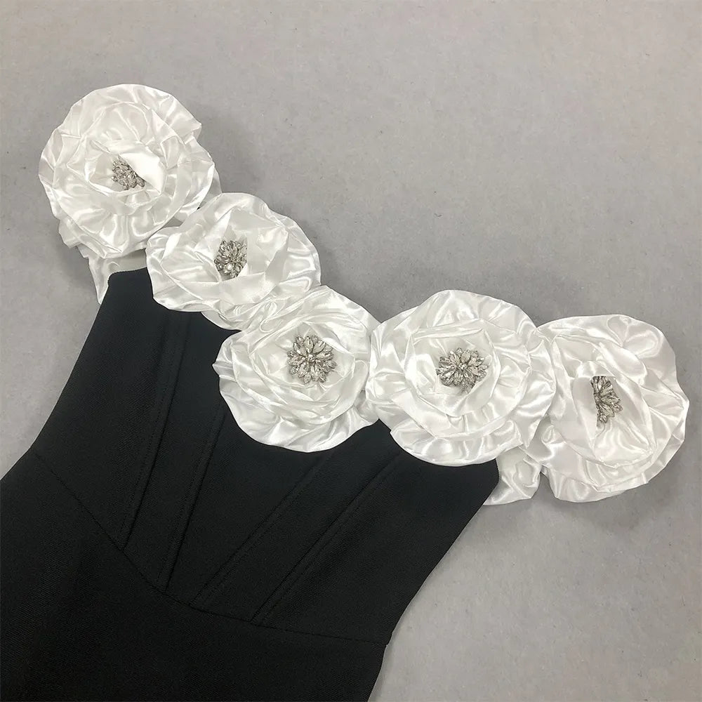 Custom 3D Flower Women Nightgown De Soiree Chic Women Elegant Women Dress Women Evening