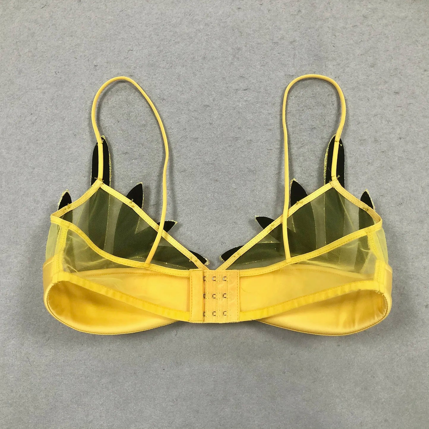 Wholesale high quality women's charming yellow glitter leaf design bra luxury sexy lingerie