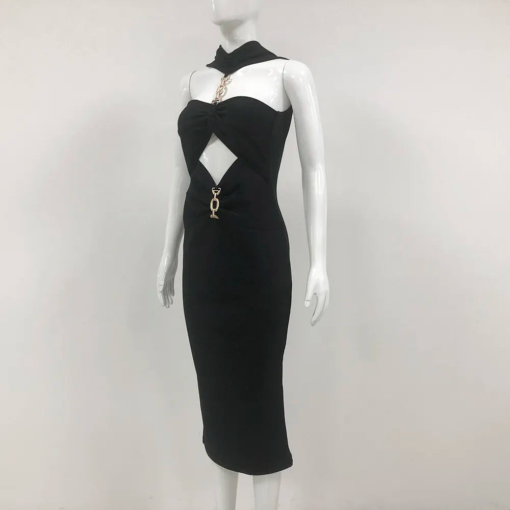 Custom women dress manufacturing low MOQ new gown bandage 2025 luxury tailoring dress elegant gown black evening dress