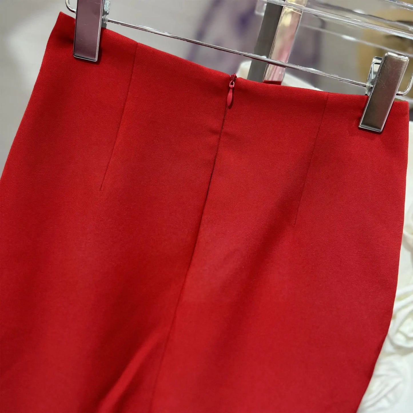 High Quality Women's Winter Wear 3D Flowers Red Maxi Long Slit Casual Dress