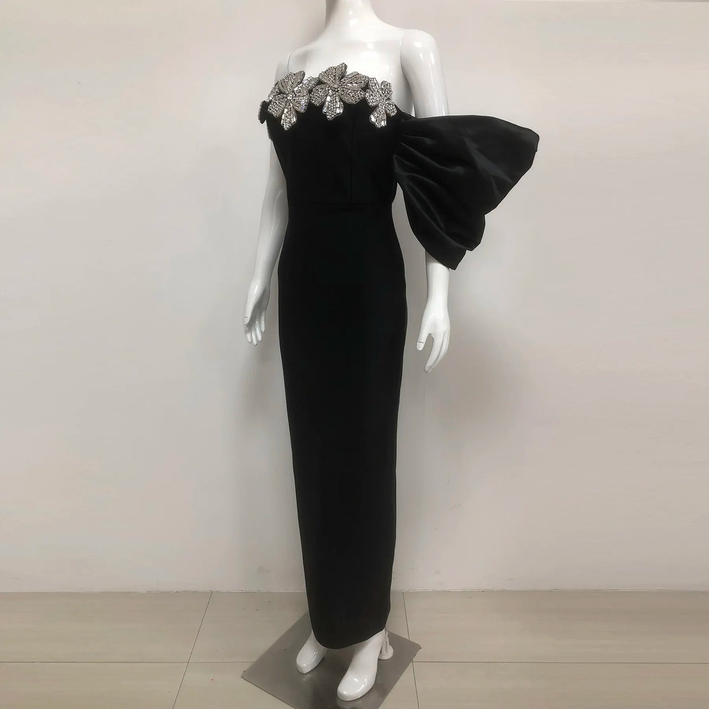High Quality Women's Clothing Manufacturer Sleeveless Black Bandage Evening Dress Summer Sexy Club Wear Crystal Floral