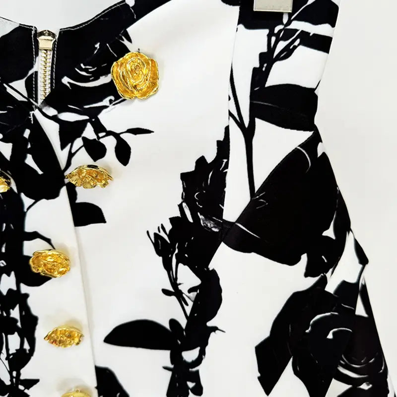 2025 Fashion Women Summer Dress Manufacturers Floral Metal Button Skirt Printed Mini Skirt Women Dress
