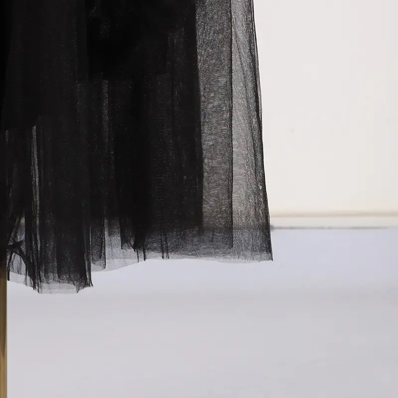 Summer Women's Casual Tulle Dress with Flowers Semi-transparent Maxi Dress