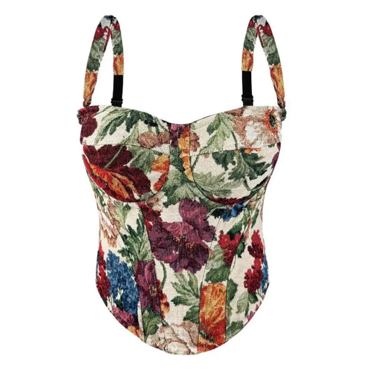 Wholesale women's custom design camisole printed herringbone corset